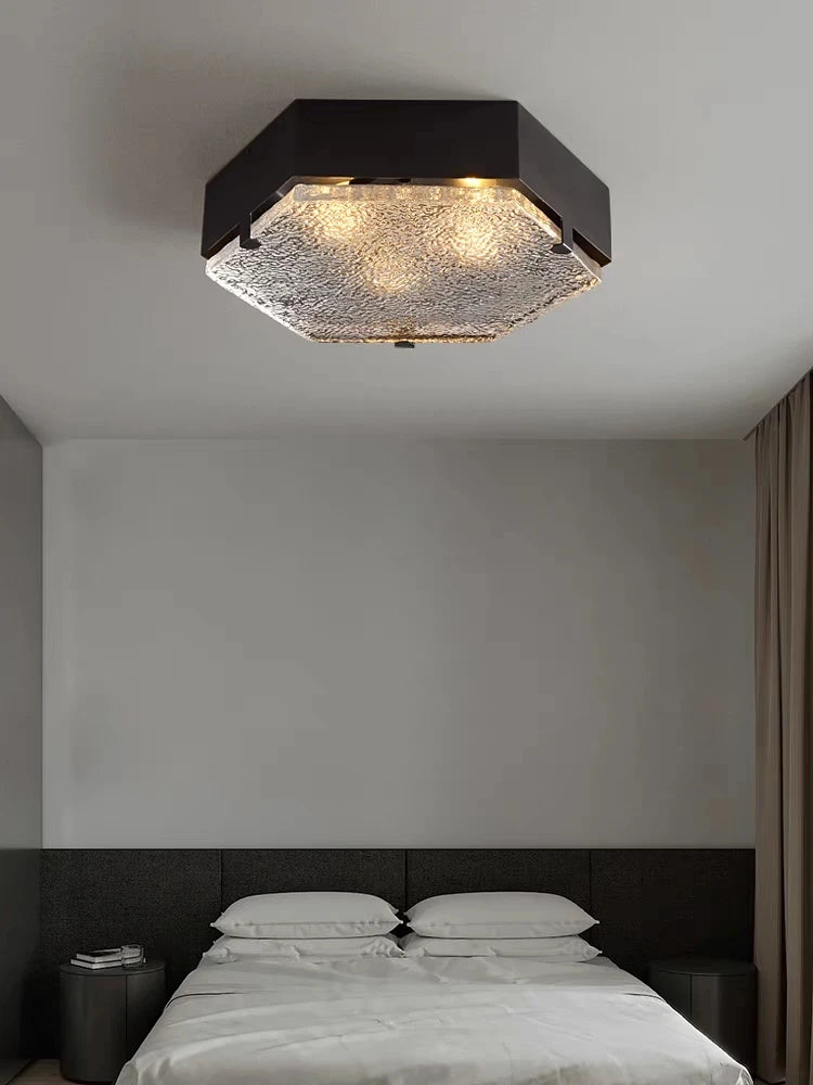 plafonnier en cuivre luxe design en verre ondulé pour intérieur moderne - vue 5 sur 7