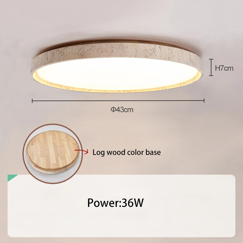 Led plafonnier pierre Downlight monté en Surface rétro luminaires noyer bûche bois couleur chambre salon grande lumière - vue 13 sur 13