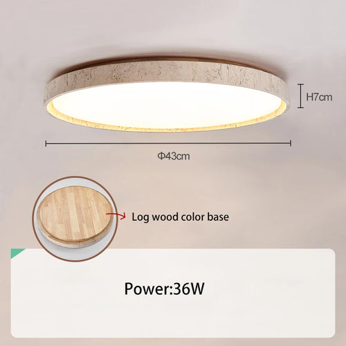 plafonnier Led en pierre Downlight monté en Surface rétro luminaires noyer bûche bois couleur chambre salon grande lumière - vue 14 sur 13