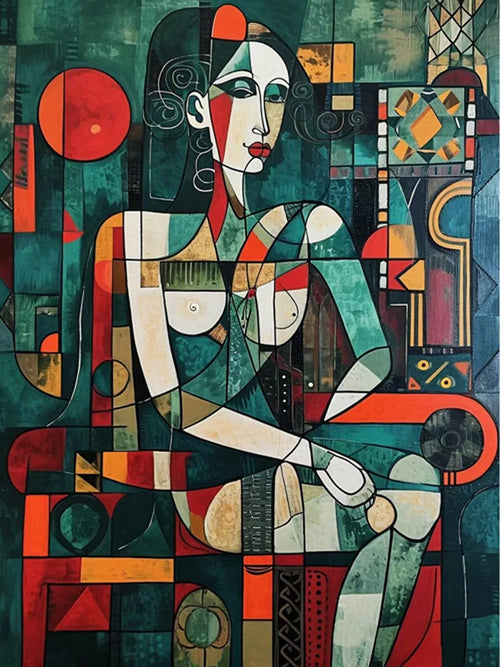 peinture au diamant femme abstraite style picasso 5D kit broderie mosaïque