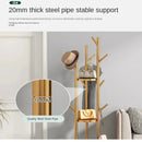 Freestanding Marble Metal Coat Rack, 3 Storage Shelves, 9 Hooks, Hall Tree for Coats, Hats, Bags, Entryway Organizer