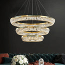 lustre moderne en cristal et cuivre trois couches éclairage intérieur