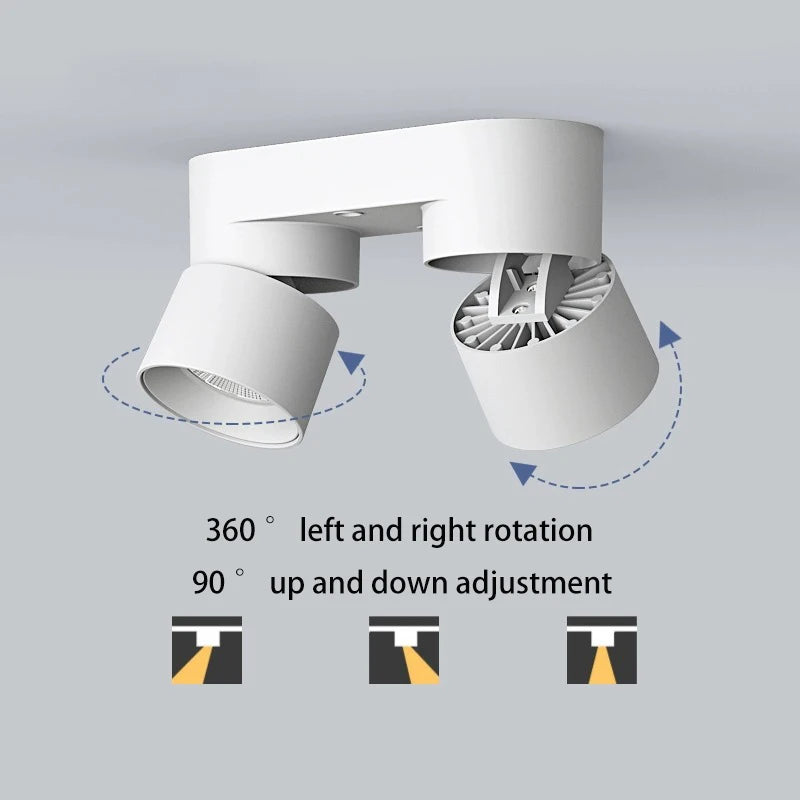 projecteur led pliable rotatif monté surface anti-éblouissement aluminium - vue 3 sur 7