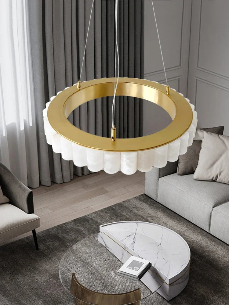 lustre moderne en duplex marbre naturel pour famille - vue 5 sur 8