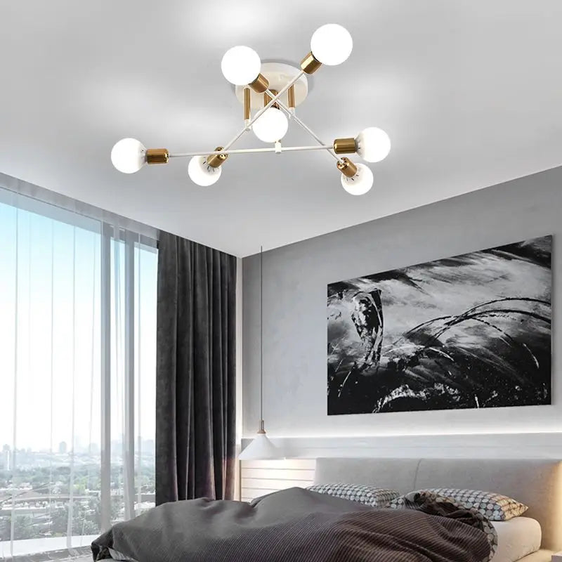 plafonnier nordique créative multi-tête simple moderne - vue 5 sur 12