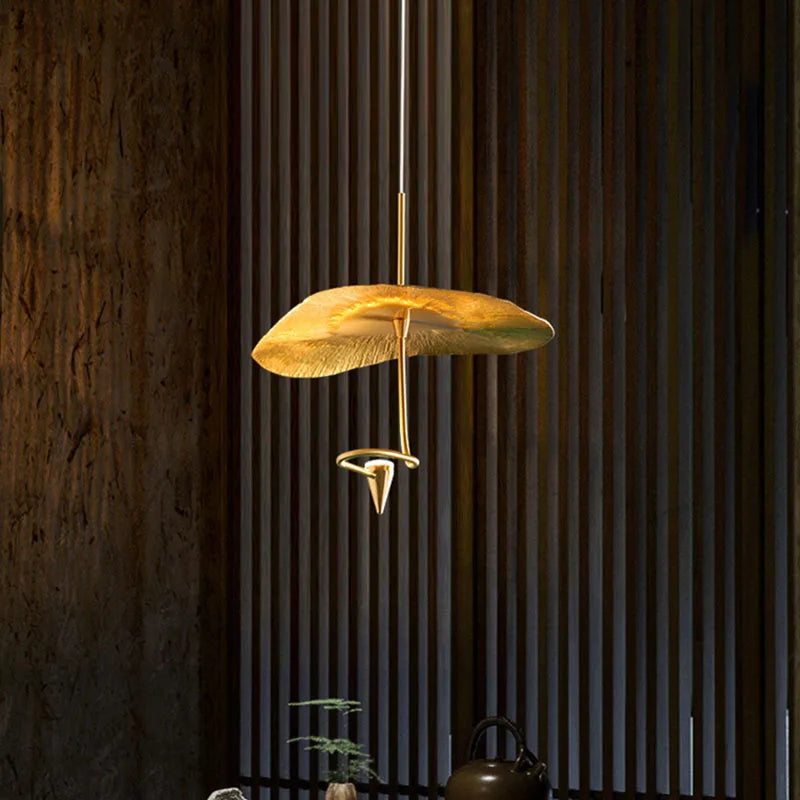 lustre led art déco en cuivre avec fil réglable - vue 4 sur 10