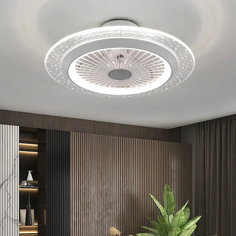 plafonnier moderne silencieux avec ventilateur et lumière télécommandé - vue 7 sur 9