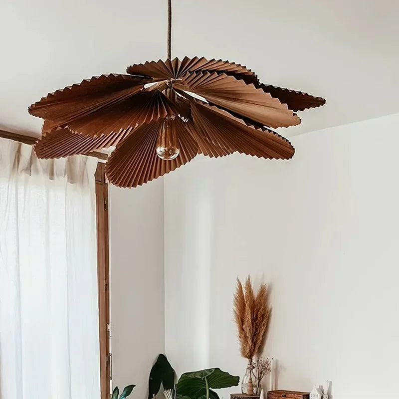 lustre rétro en papier pétale pour décoration intérieure - vue 4 sur 9