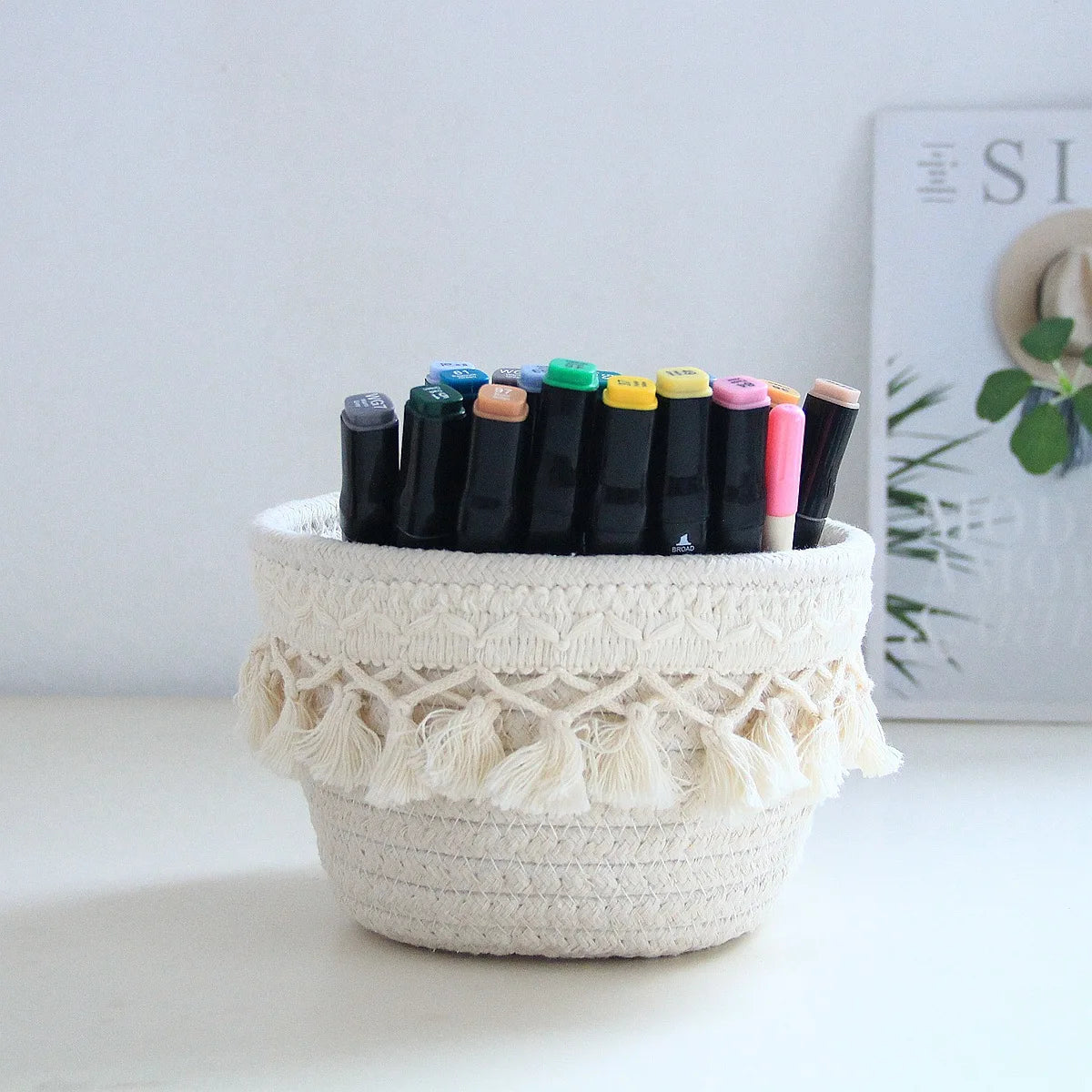 minimalist cotton rope pen storage box