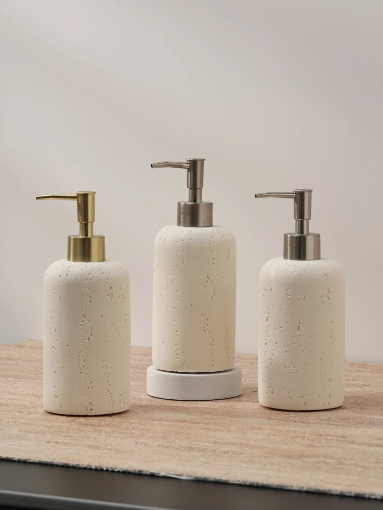 Ahunderjiaz Wabi-Sabi Style Push Bottle, Marble Shower Gel Dispenser Bottle, Light Luxury Bathroom Tabletop Decoration, Home Dec