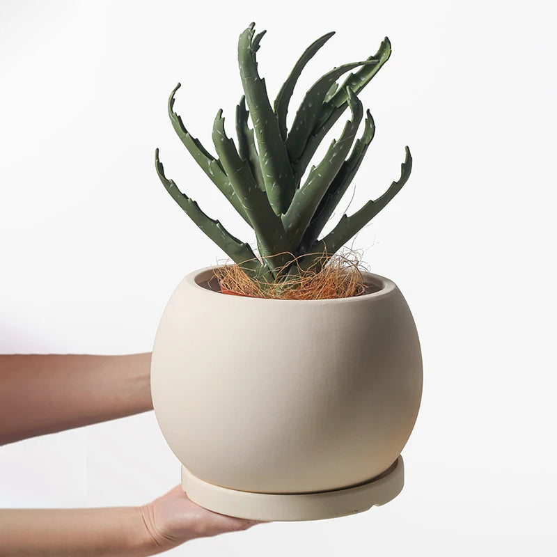 pots de fleurs en céramique moderne avec plateau décoratif pour plantes - vue 11 sur 11