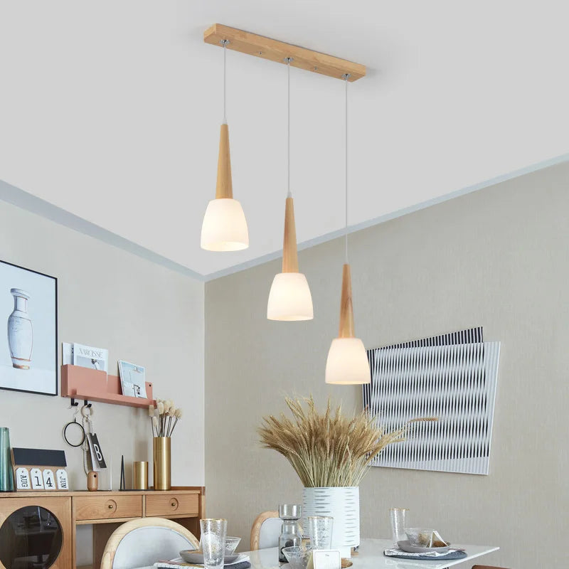 Minimalist Nordic chandelier 3 heads modern Japanese style - vue 4 sur 12