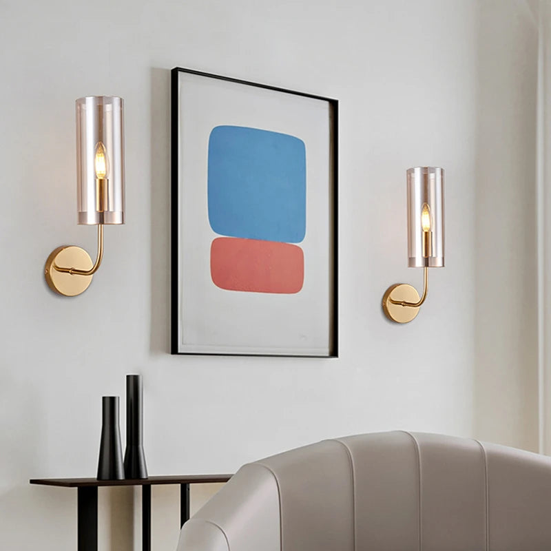 applique murale led moderne en verre doré décorative - vue 5 sur 10