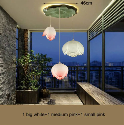 Suspension fleur Lotus style rétro LED - vue 15 sur 22