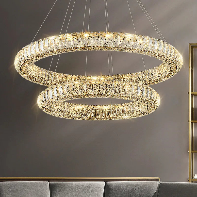 lustre en cristal transparent à led pour décoration intérieure moderne - vue 4 sur 17