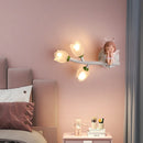 applique murale led g4 fille lapin fleur pour enfants