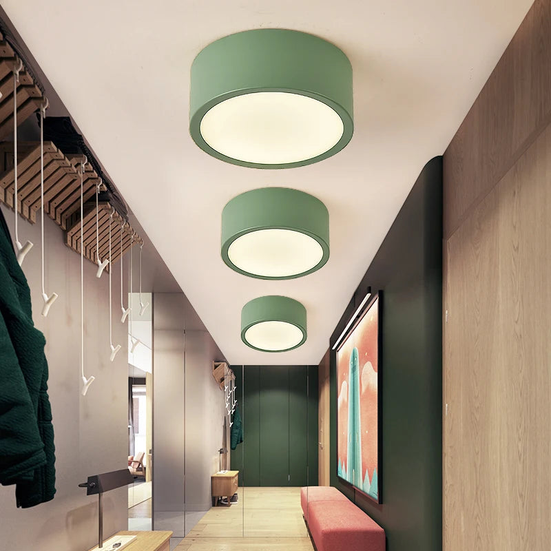 Minimalist multicolour LED ceiling light decorative indoor round or square - vue 6 sur 14