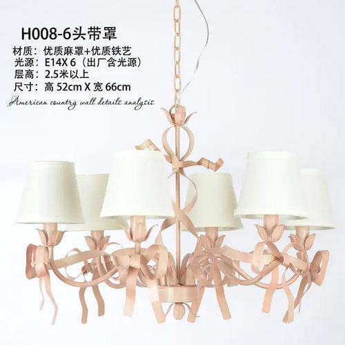 lustre en ruban rose pour chambre d'enfant élégante - vue 12 sur 14
