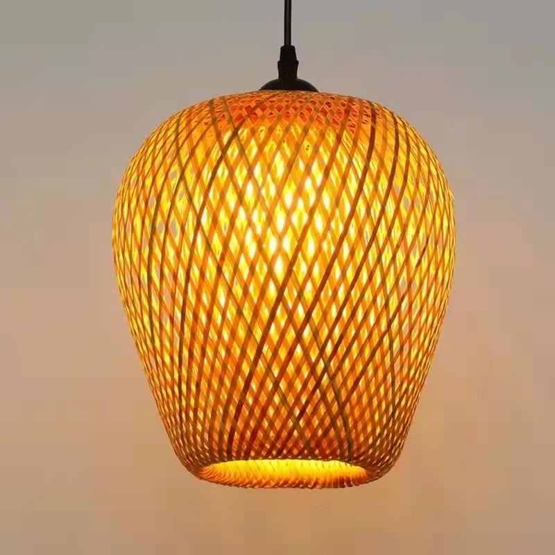 lampes suspendues style chinois tricotées à la main en bambou
