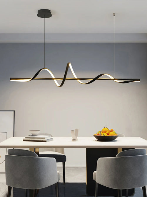 Nordic minimalist water ripple aluminium chandelier - vue 3 sur 8