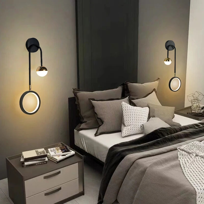 Nordique Led intérieur applique têtes de lit boule ronde fond applique murale allée salon chevet chambre décoration applique murale - vue 5 sur 8