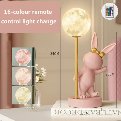 Lampe de Table en forme de lapin rose nordique - vue 12 sur 16