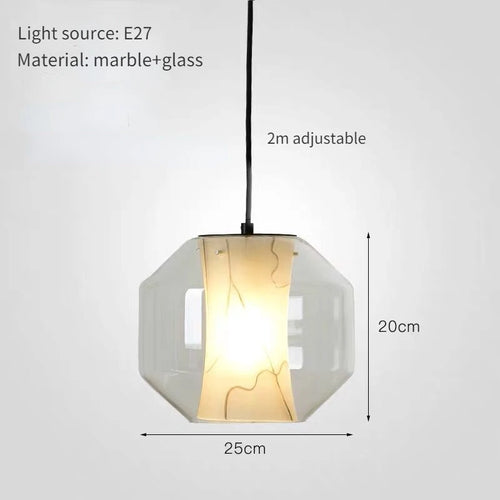 Natural marble glass chandelier modern minimalist decorative - vue 9 sur 8