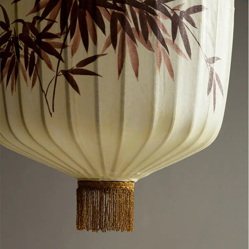 Nouvelle lampe lanterne en tissu chinois pour Restaurant salon rétro hôtel chez l'habitant balcon motif dessiné à la main lustre ampoule gratuite - vue 7 sur 18