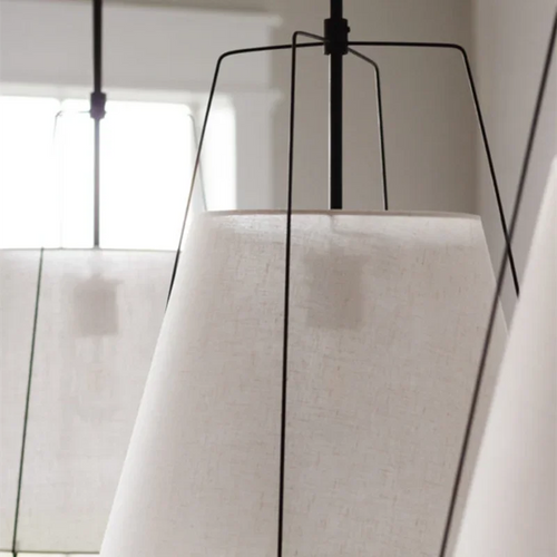 Cone drum pendant light, fabric lampshade, restaurant kitchen pendant light, indoor home decoration lighting - vue 7 sur 8