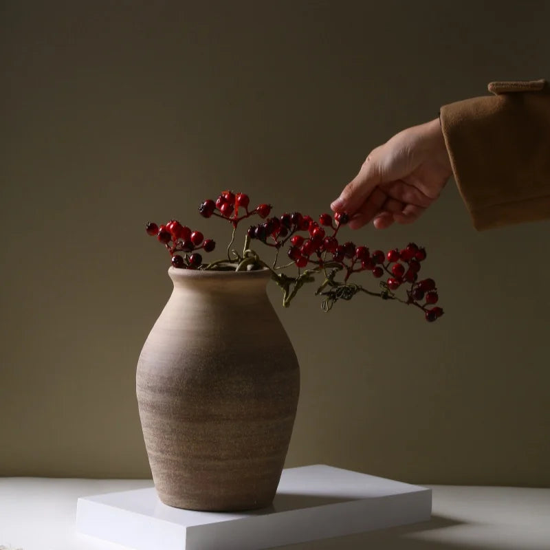 vase rétro en céramique fait main pour décoration fleurs séchées - vue 4 sur 6