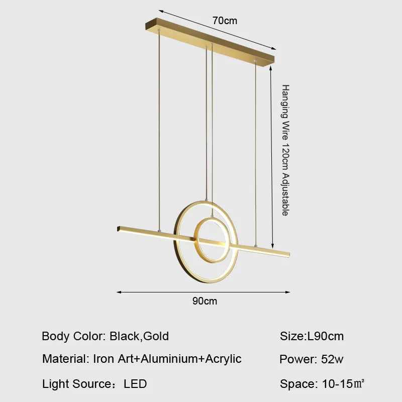 lustre led nordique simple moderne pour décoration intérieure - vue 7 sur 8