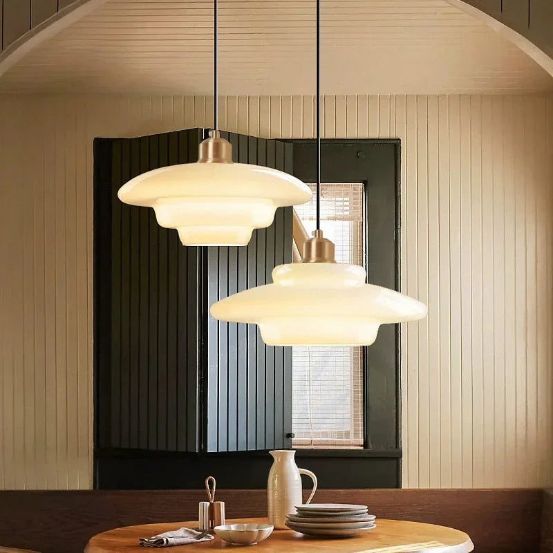 Minimalist glass chandelier for modern interior decor - vue 5 sur 9