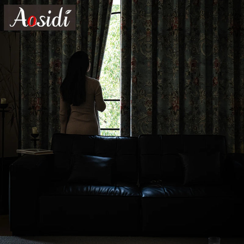 Rideau occultant moderne motif floral pour chambre salon