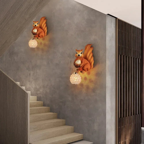 applique murale rétro écureuil style européen pour décoration intérieure