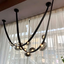 Minimalist leather and glass LED chandelier for decoration