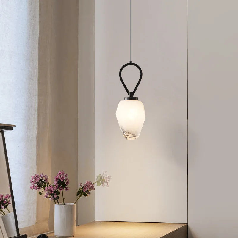 suspension en verre avec fil de cuivre noir doré réglable - vue 2 sur 7