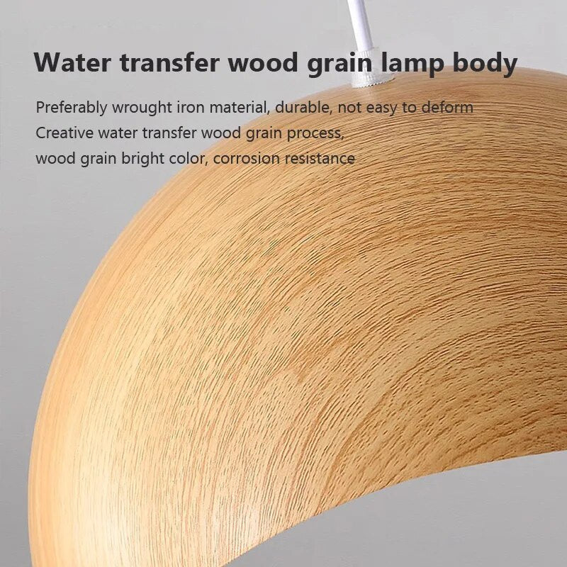 Lustre fer grain bois nordique LED salle manger bureau chevet - vue 6 sur 18