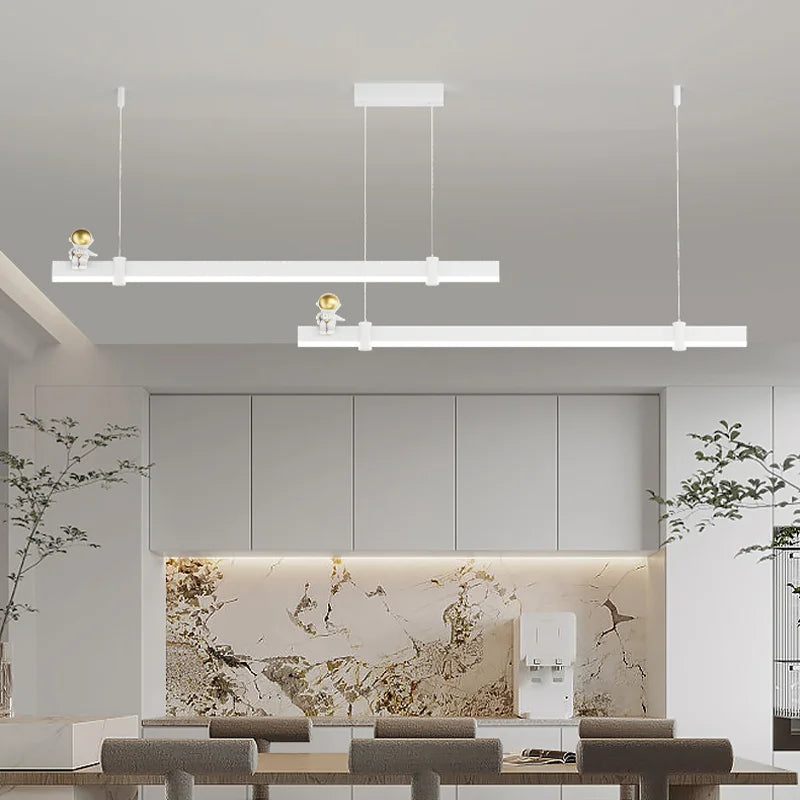 suspension led minimaliste moderne en acier brossé noir