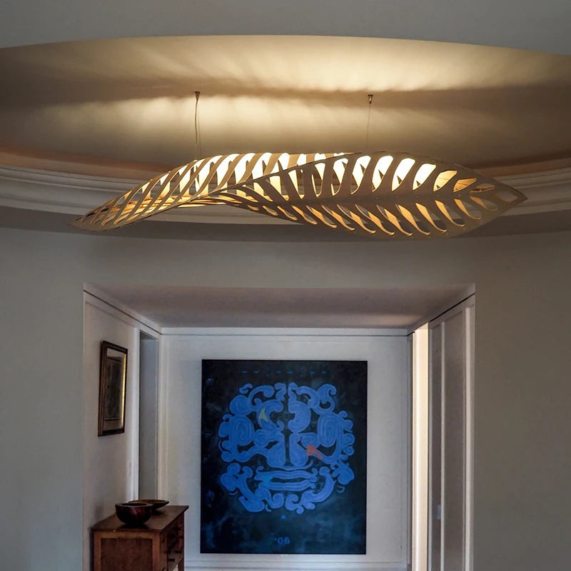 lustre en bois wabi sabi nordique minimaliste pour restaurant bar