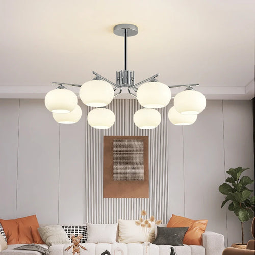 lustre nordique simple en verre blanc pour décoration de plafond - vue 2 sur 18