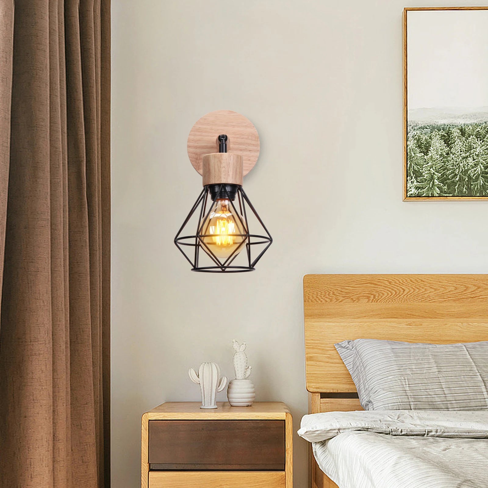 applique murale en bois style loft vintage éclairage intérieur moderne - vue 11 sur 14
