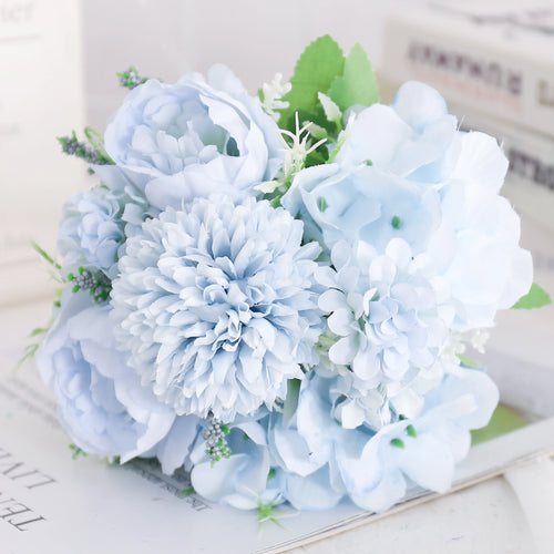 fleurs artificielles soie pivoine hortensia décoration mariage bouquet - vue 19 sur 40