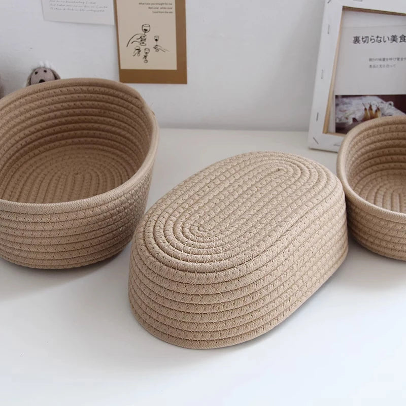 paniers de rangement en corde de coton nordique pour organisation - vue 7 sur 8