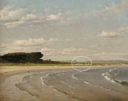 Vintage Mediterranean coastal seascape oil painting wall art