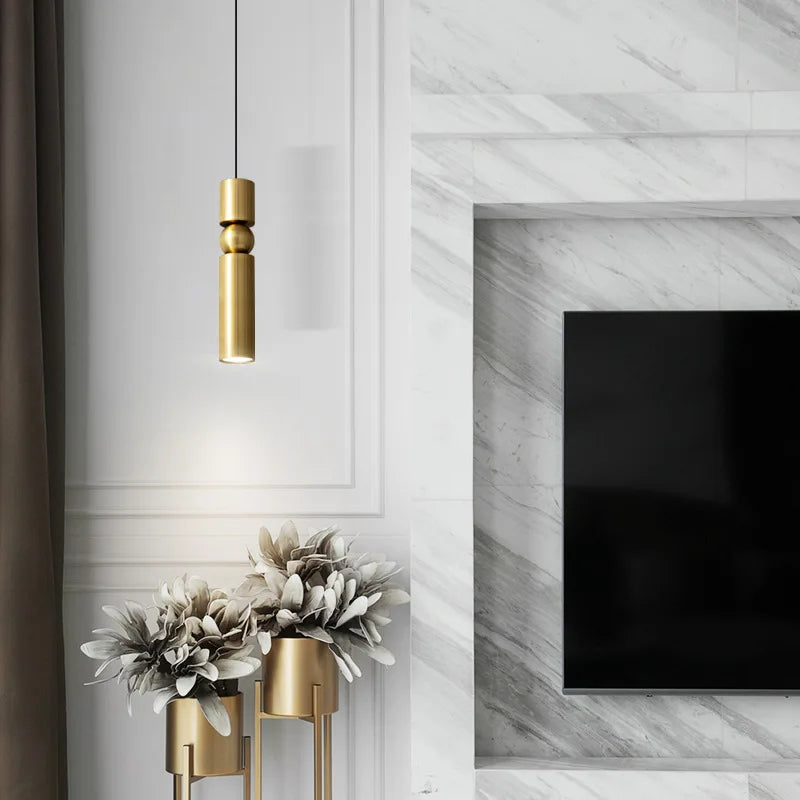 lampe suspendue led en laiton idéale pour bar moderne - vue 4 sur 10