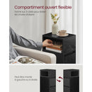 VASAGLE Slim Bedside Tables, Set of 2, Small Narrow Side End Tables with 2 Drawers, 1 Open Compartment Mounted to Face Left