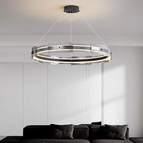 Minimalist decorative striped glass chandelier for interiors - vue 3 sur 7