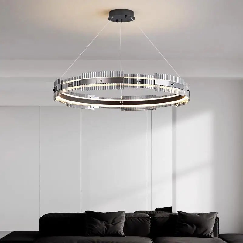 Minimalist decorative striped glass chandelier for interiors - vue 3 sur 7