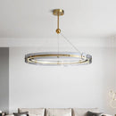 SANDYHA minimalist Nordic circular glass crystal chandelier for dining and living room