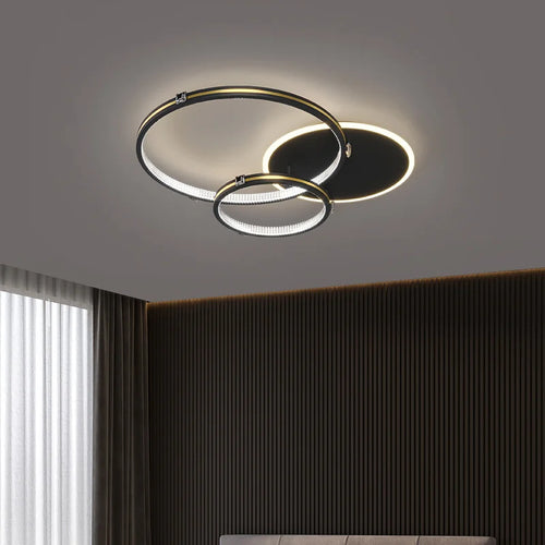 Modern minimalist gold LED ceiling light for indoor and outdoor use - vue 5 sur 10